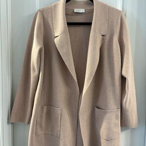 LOFT Tan Blazer with Lapels and Knit Fabric
